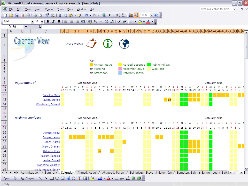 Annual Leave Chart Template